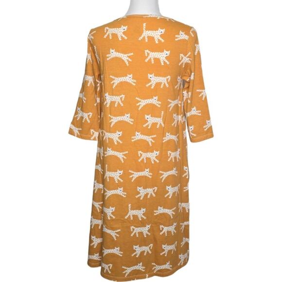 Winter Water Factory Helsinki Relaxed Fit Dress Cats Gold Size XS NWT - Picture 3 of 7